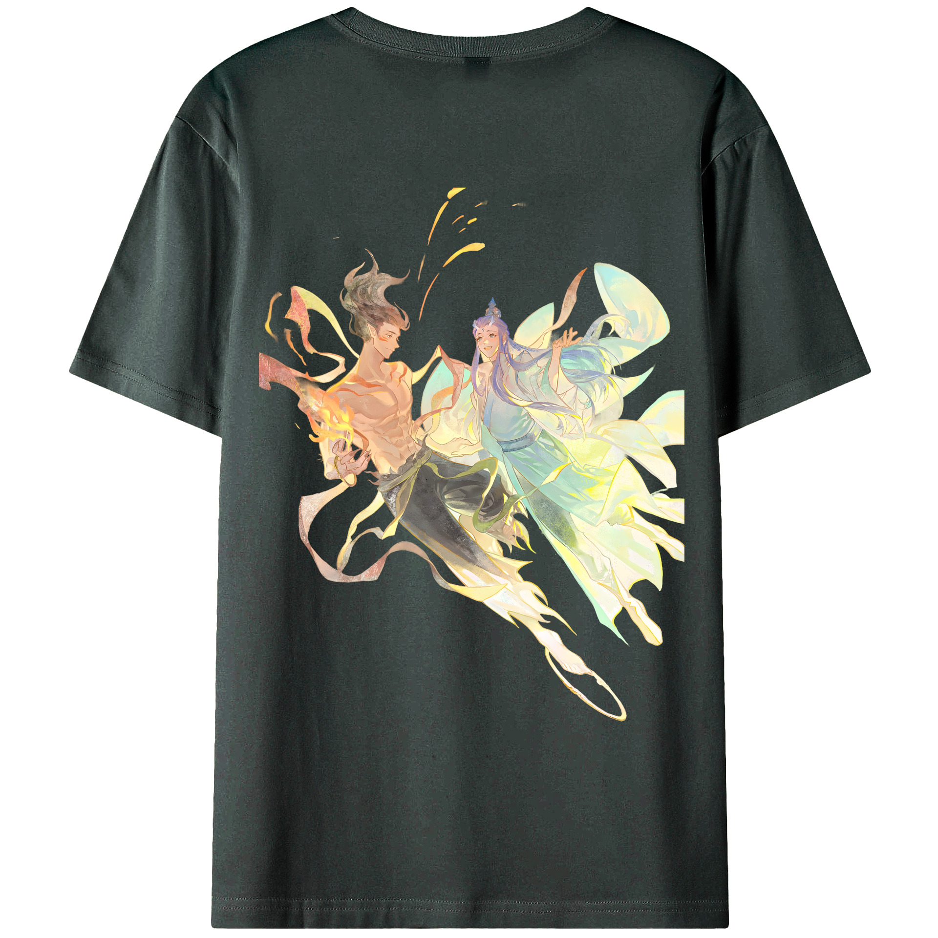 （画像用） Ne Zha 2 ナタ 魔童の大暴れ 綿100％ メンズ半袖Tシャツ（バックプリント） 通気性